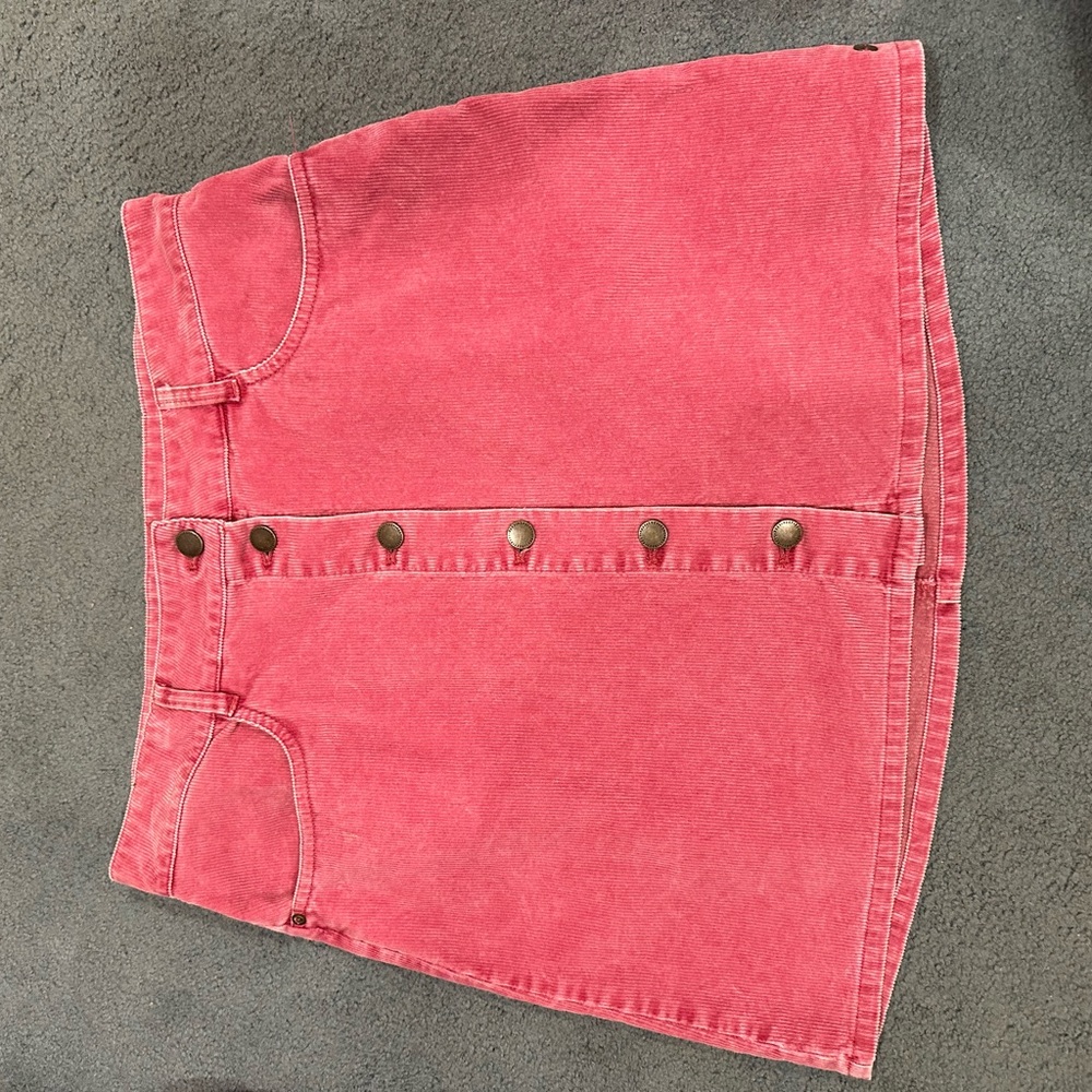 Pink corduroy mini skirt